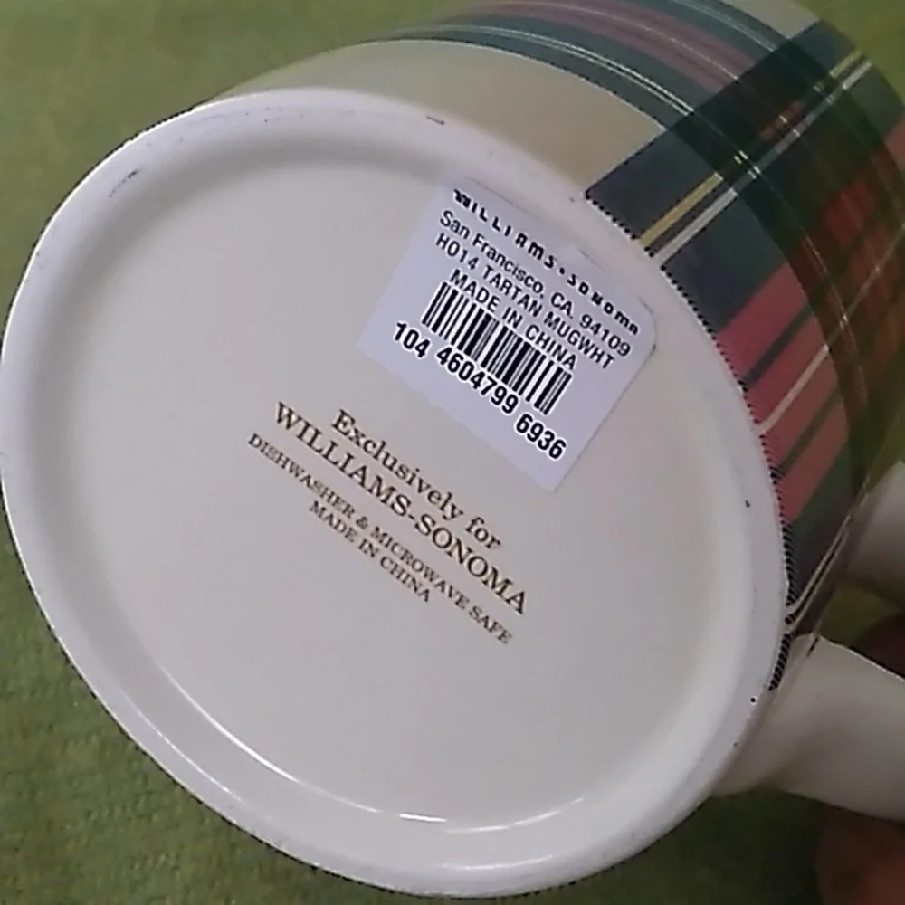 Vintage Williams Sonoma Tartan Plaid Mug